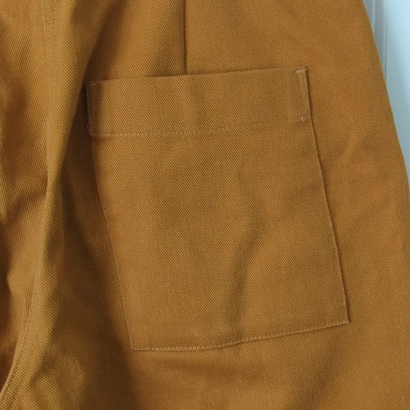 Beaton Linen Wide-Leg Flare Jeans in Mustard Brown - Picture 6 of 7